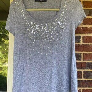 White House Black Market (WHBM) Pearl EMBELLISHED  TEE, Size XS